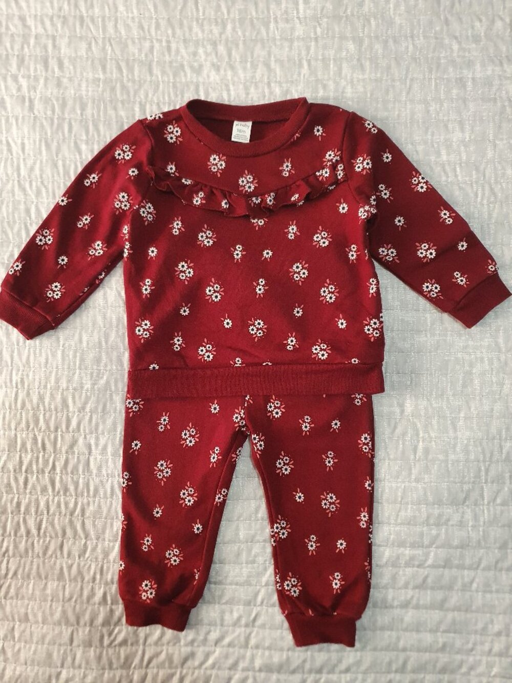 2-Piece Set - 18 Months Floral Burgundy Pl Baby